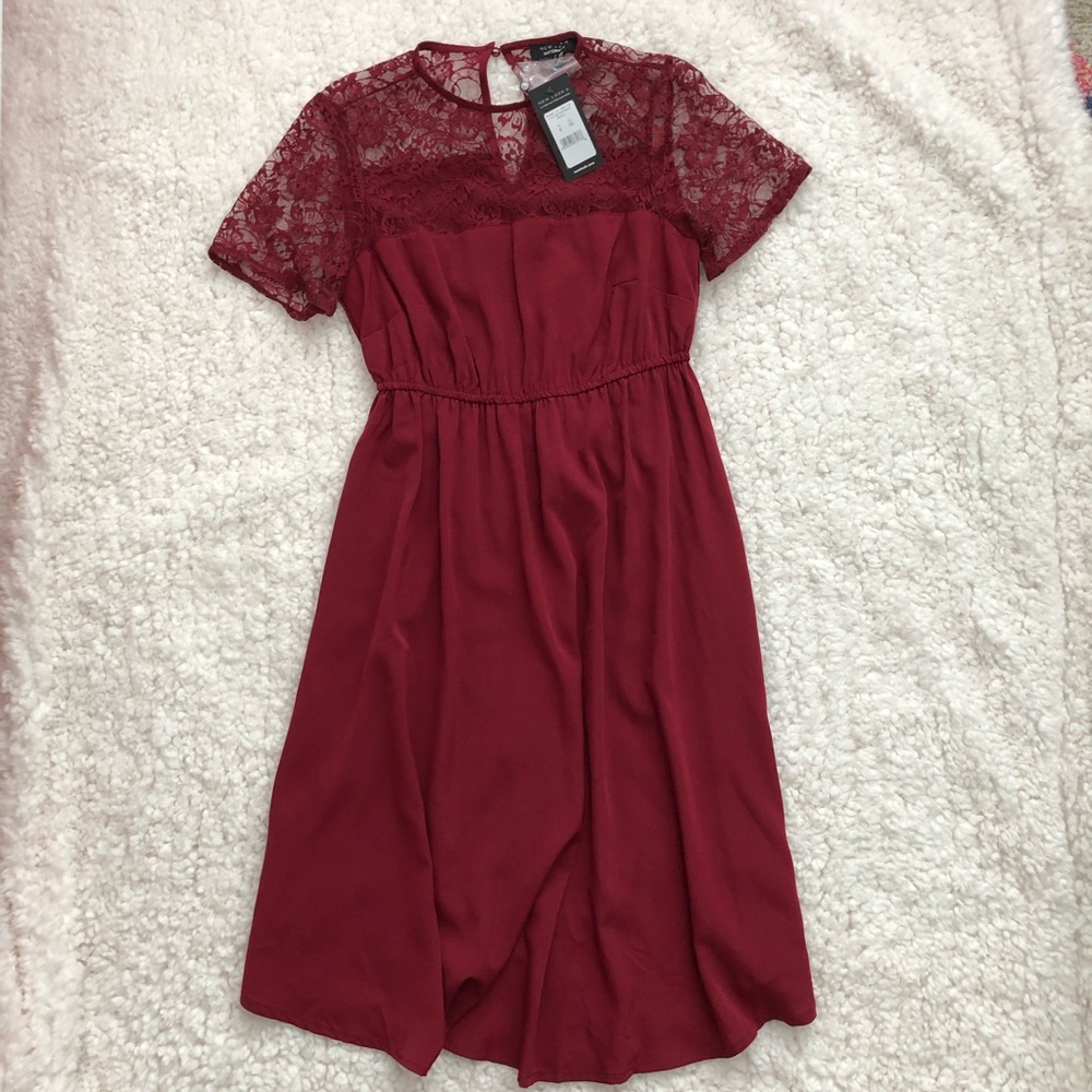 ASOS New Look Maternity Lace Panel Dress Burgundy